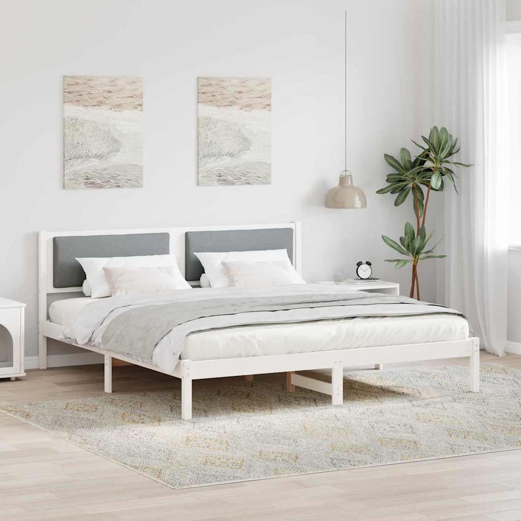 vidaXL Ramka łóżka Jasnoszary 200 x 200 cm Lite drewno sosnowe