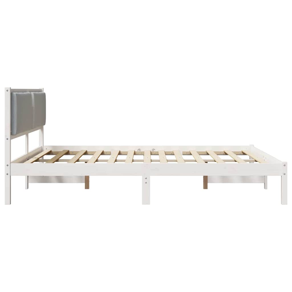 vidaXL Ramka łóżka Jasnoszary 200 x 200 cm Lite drewno sosnowe