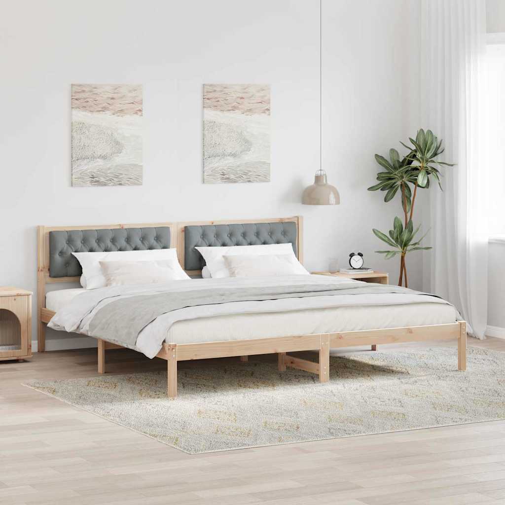 vidaXL Ramka łóżka Jasnoszary 200 x 200 cm Lite drewno sosnowe