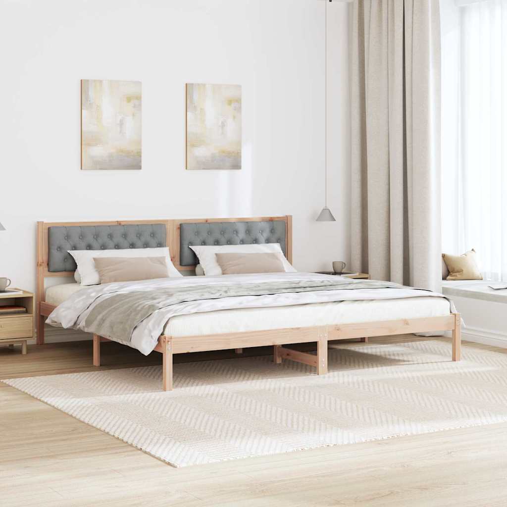 vidaXL Ramka łóżka Jasnoszary 200 x 200 cm Lite drewno sosnowe