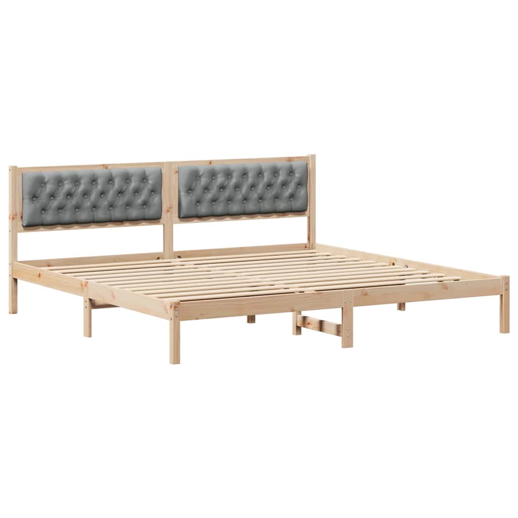 vidaXL Ramka łóżka Jasnoszary 200 x 200 cm Lite drewno sosnowe