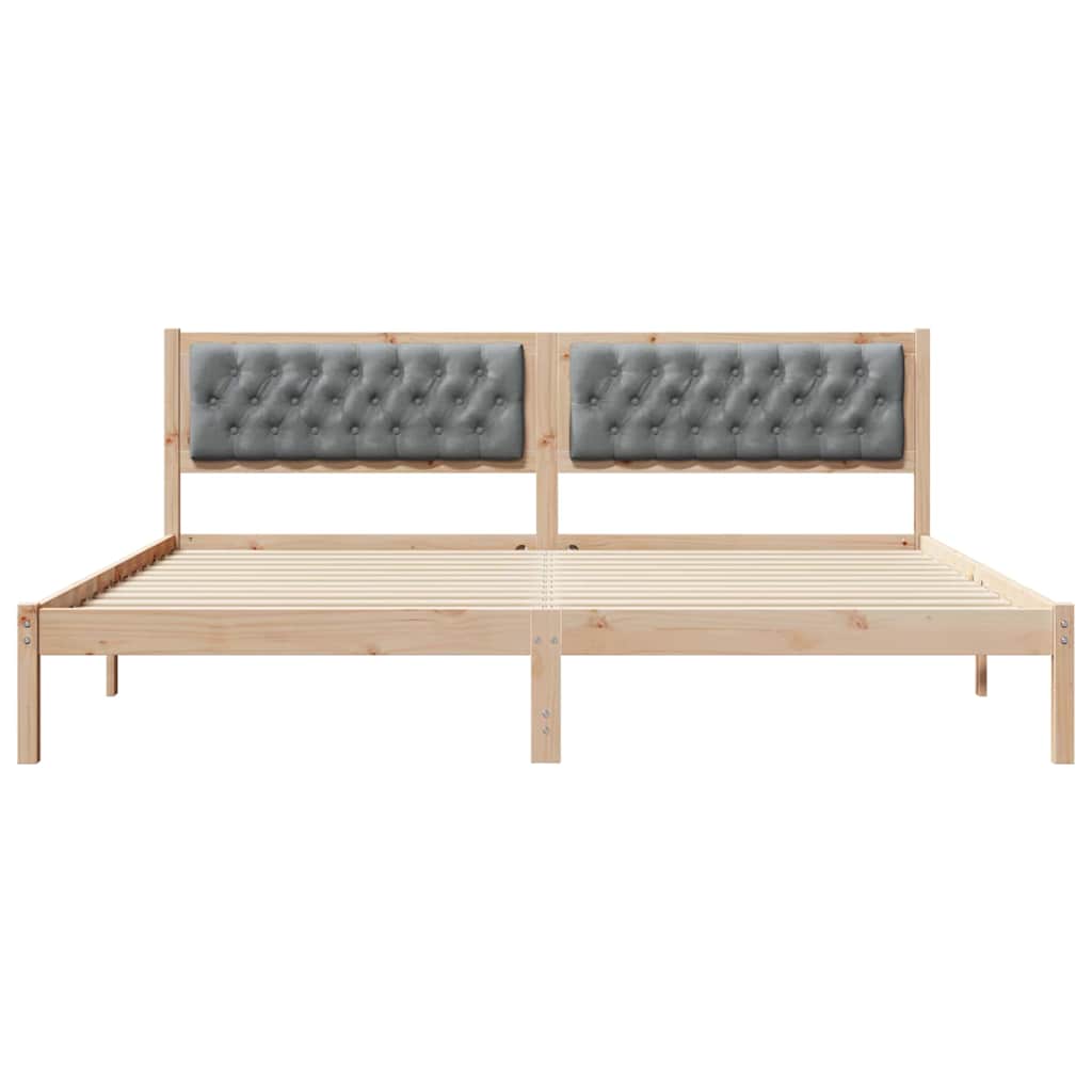 vidaXL Ramka łóżka Jasnoszary 200 x 200 cm Lite drewno sosnowe