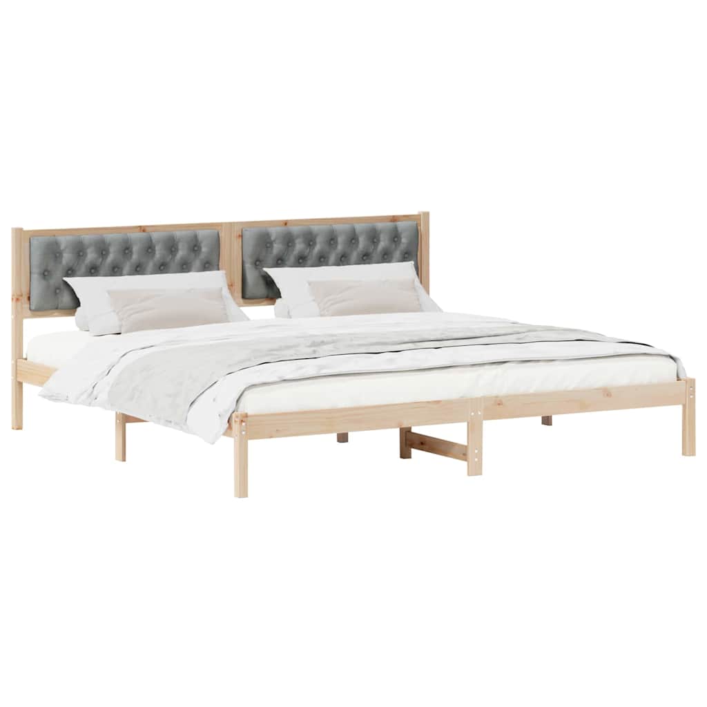 vidaXL Ramka łóżka Jasnoszary 200 x 200 cm Lite drewno sosnowe