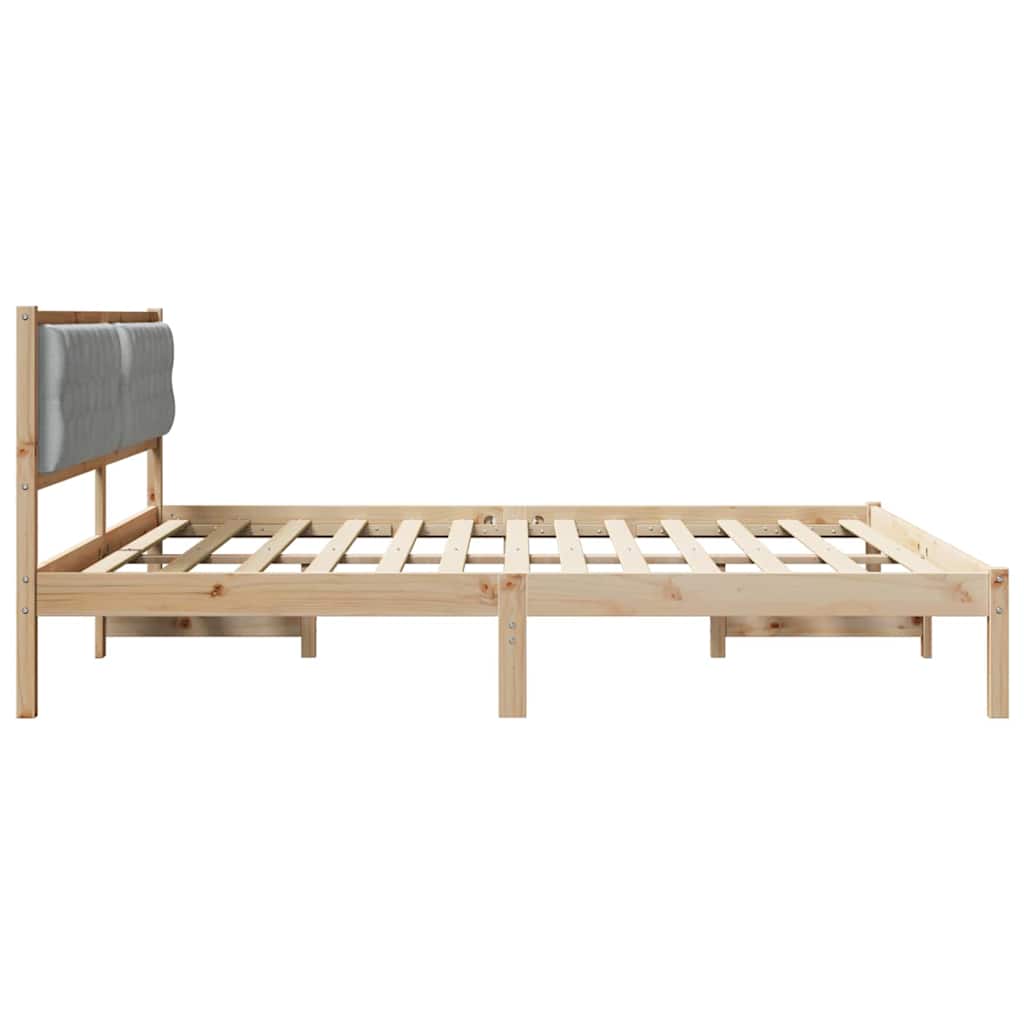 vidaXL Ramka łóżka Jasnoszary 200 x 200 cm Lite drewno sosnowe
