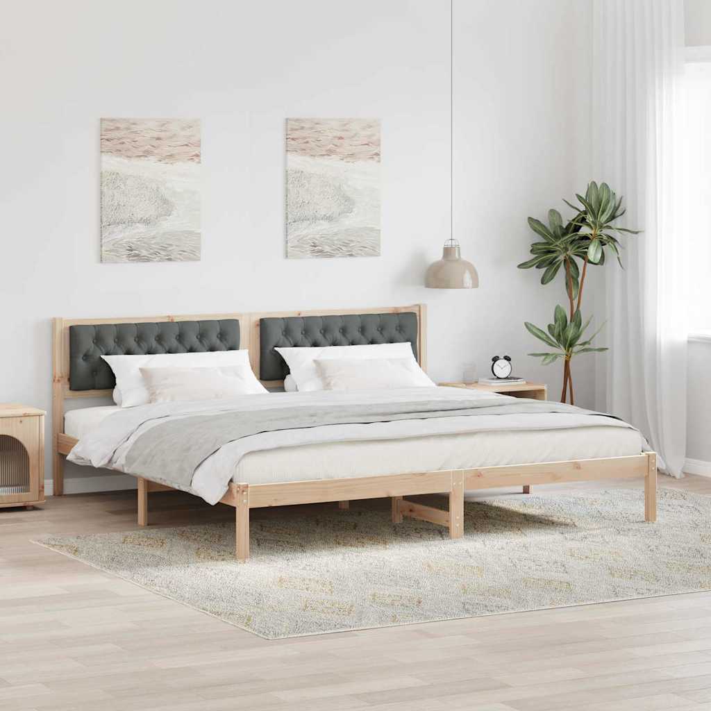 vidaXL Ramka łóżka Ciemnoszary 200 x 200 cm Lite drewno sosnowe