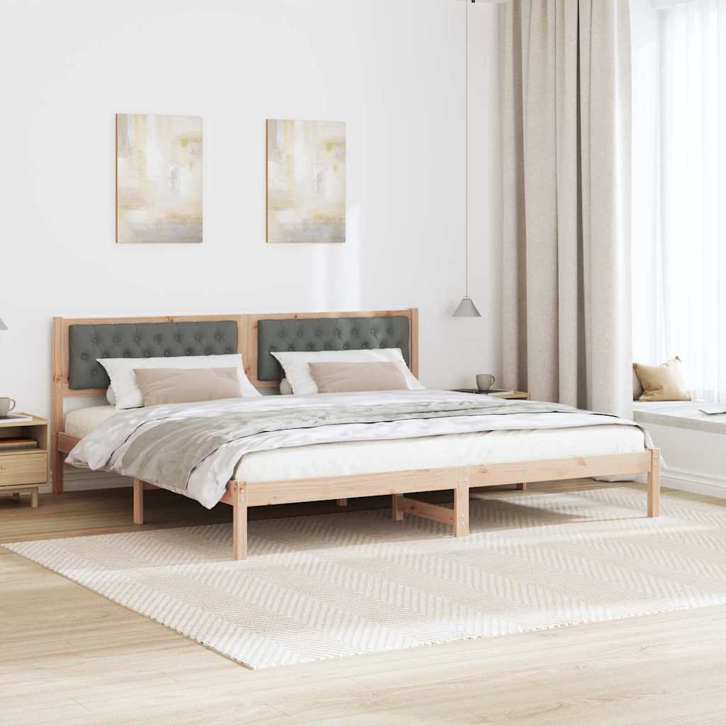 vidaXL Ramka łóżka Ciemnoszary 200 x 200 cm Lite drewno sosnowe