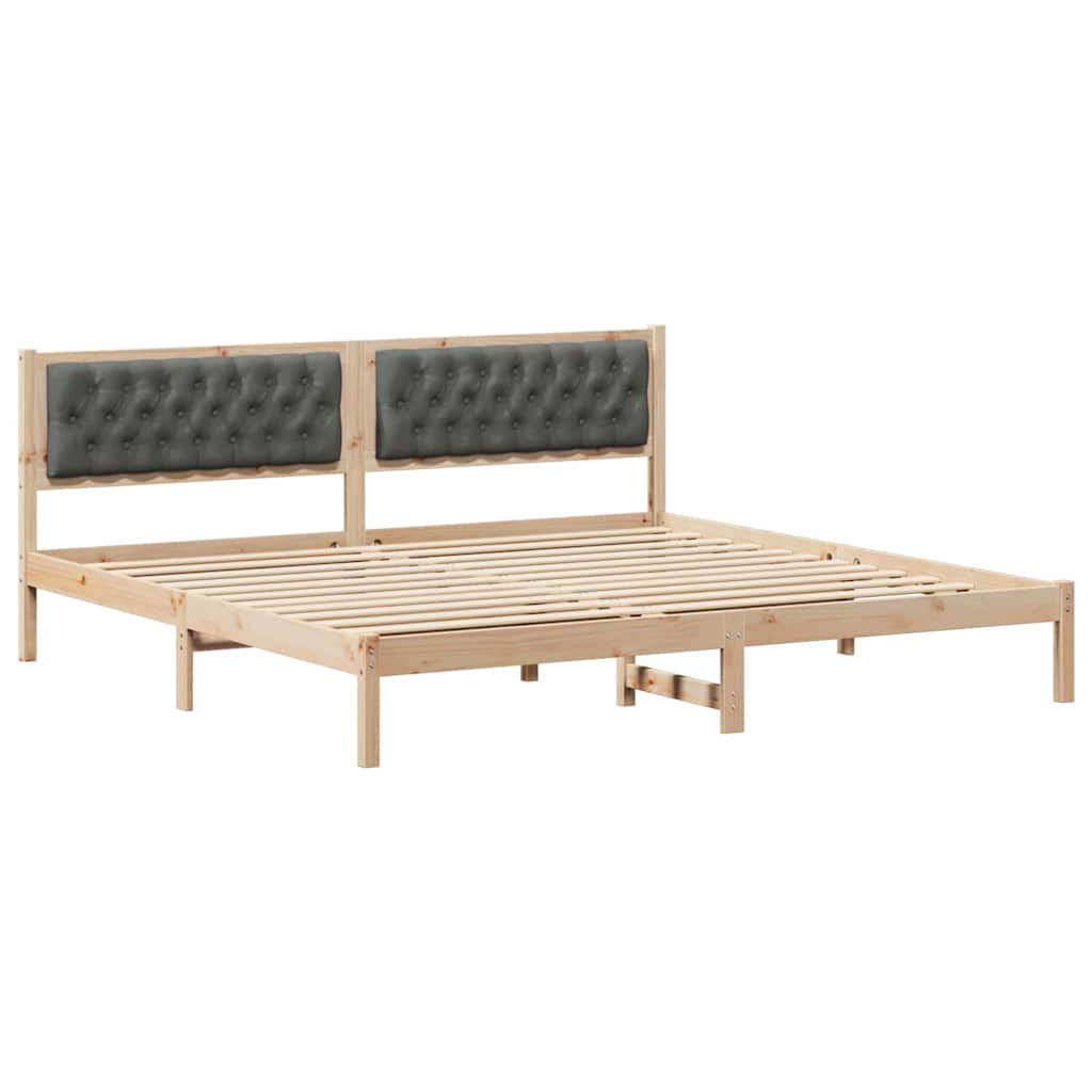 vidaXL Ramka łóżka Ciemnoszary 200 x 200 cm Lite drewno sosnowe