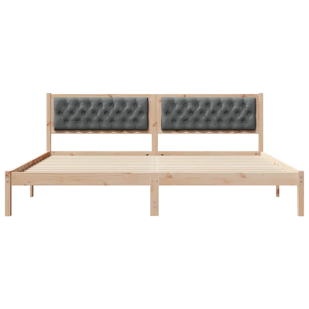 vidaXL Ramka łóżka Ciemnoszary 200 x 200 cm Lite drewno sosnowe