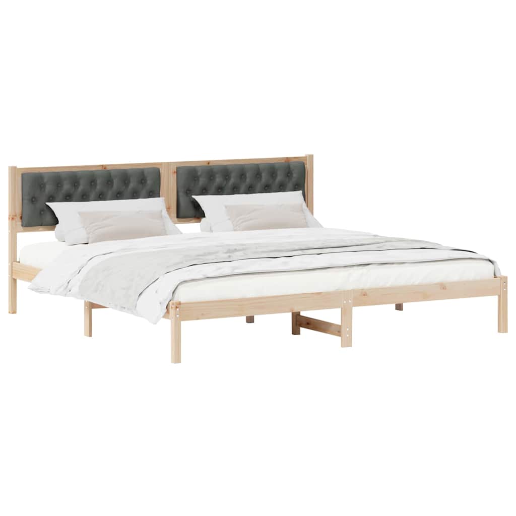 vidaXL Ramka łóżka Ciemnoszary 200 x 200 cm Lite drewno sosnowe