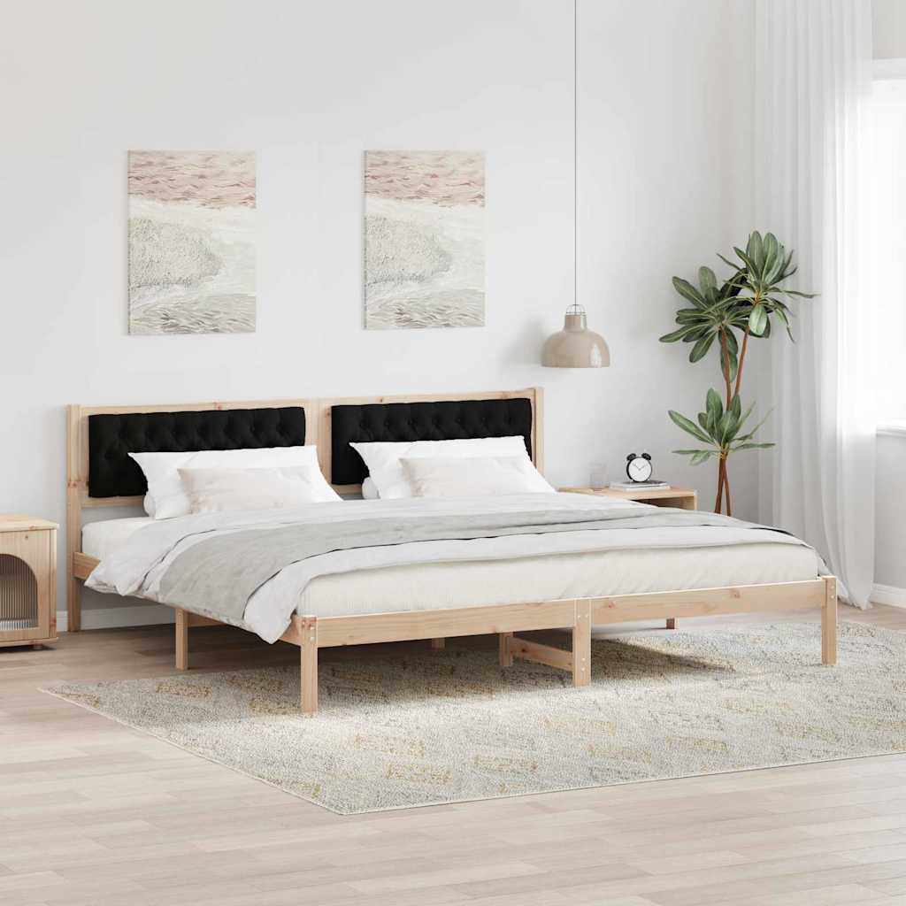 vidaXL Ramka łóżka Czarny 200 x 200 cm Lite drewno sosnowe