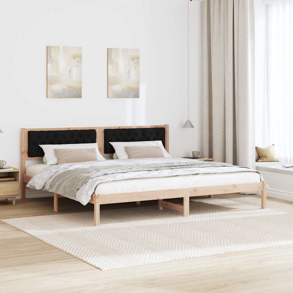 vidaXL Ramka łóżka Czarny 200 x 200 cm Lite drewno sosnowe