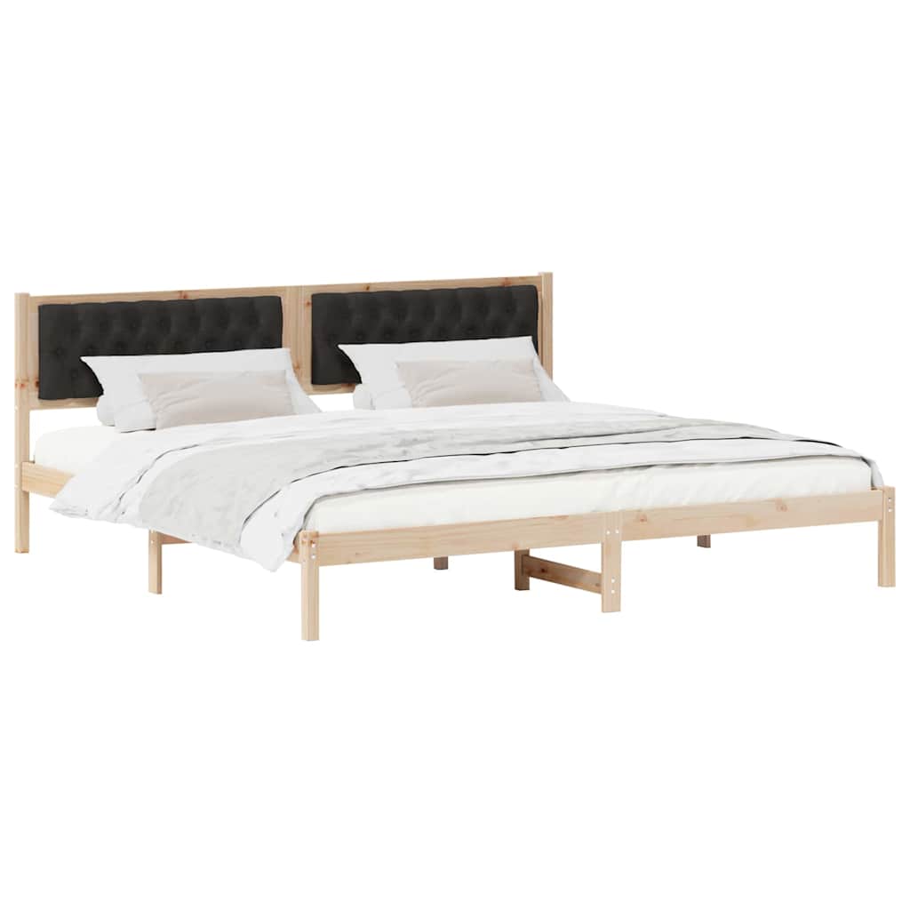 vidaXL Ramka łóżka Czarny 200 x 200 cm Lite drewno sosnowe