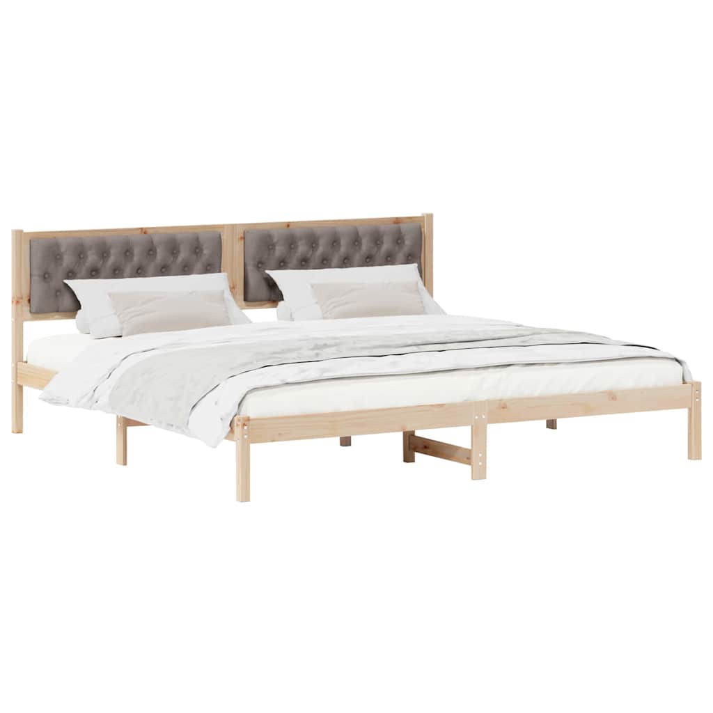 vidaXL Ramka łóżka Ciemnoszary 200 x 200 cm Lite drewno sosnowe
