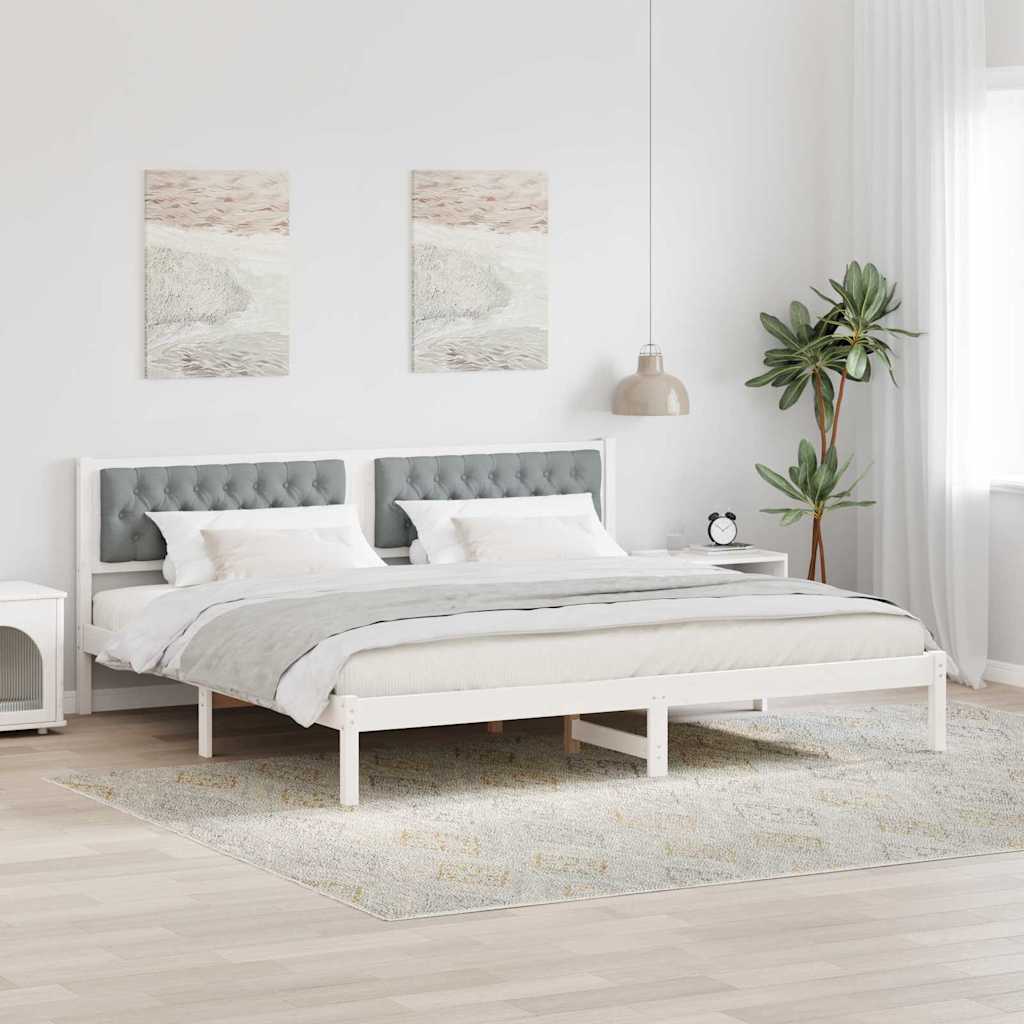 vidaXL Ramka łóżka Jasnoszary 200 x 200 cm Lite drewno sosnowe