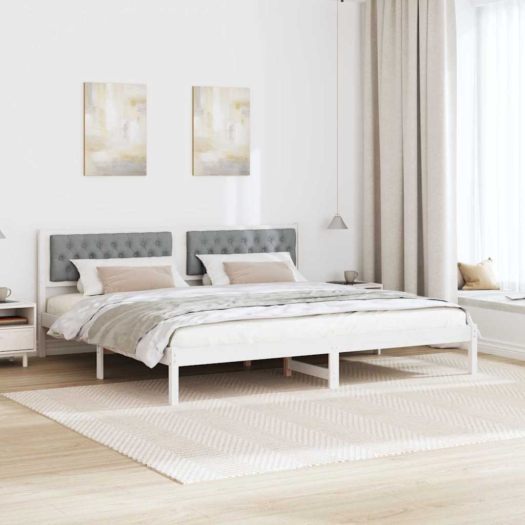 vidaXL Ramka łóżka Jasnoszary 200 x 200 cm Lite drewno sosnowe