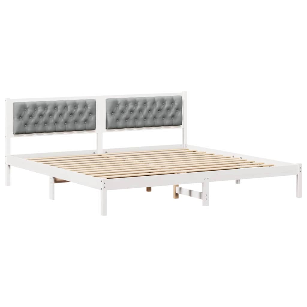 vidaXL Ramka łóżka Jasnoszary 200 x 200 cm Lite drewno sosnowe