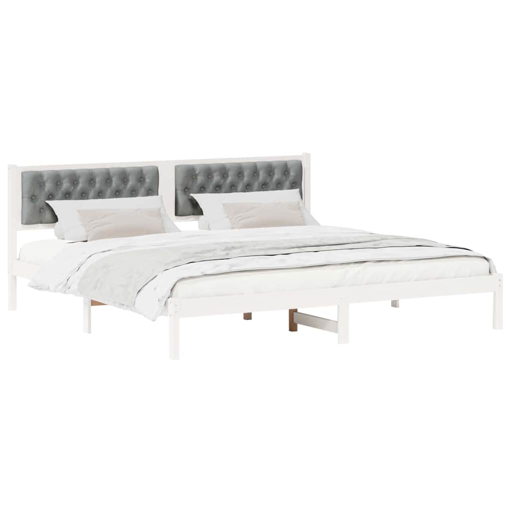 vidaXL Ramka łóżka Jasnoszary 200 x 200 cm Lite drewno sosnowe
