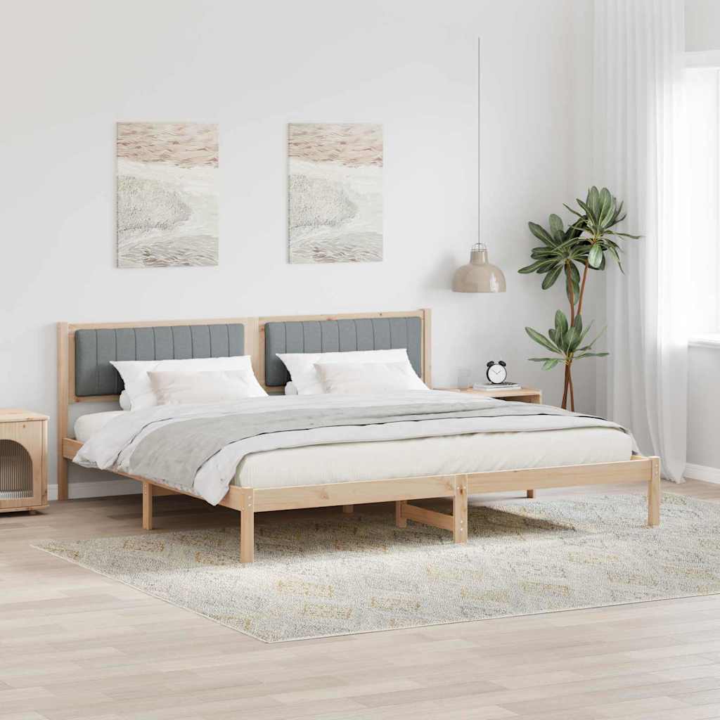 vidaXL Ramka łóżka Jasnoszary 200 x 200 cm Lite drewno sosnowe