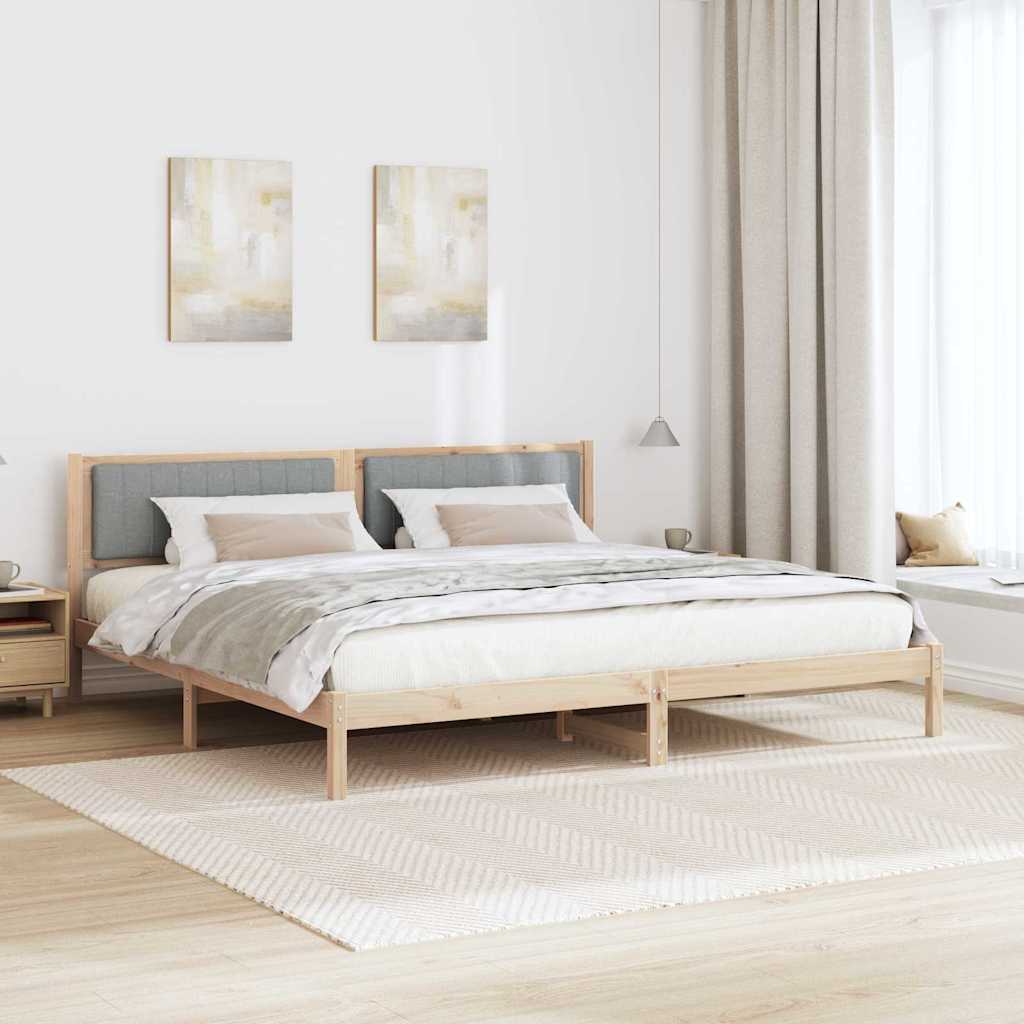 vidaXL Ramka łóżka Jasnoszary 200 x 200 cm Lite drewno sosnowe