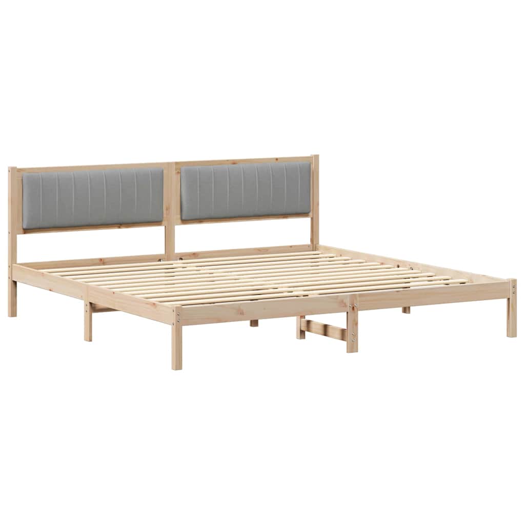 vidaXL Ramka łóżka Jasnoszary 200 x 200 cm Lite drewno sosnowe