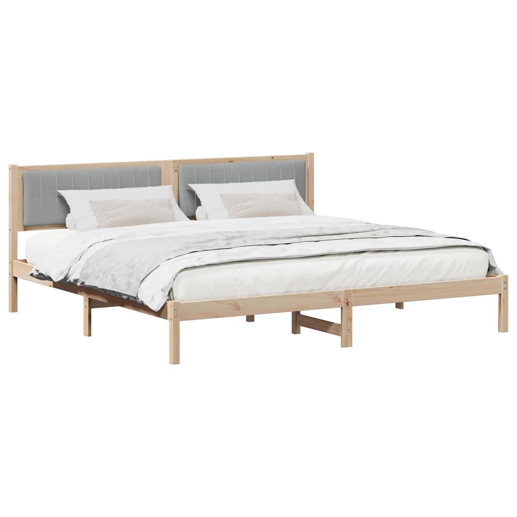 vidaXL Ramka łóżka Jasnoszary 200 x 200 cm Lite drewno sosnowe