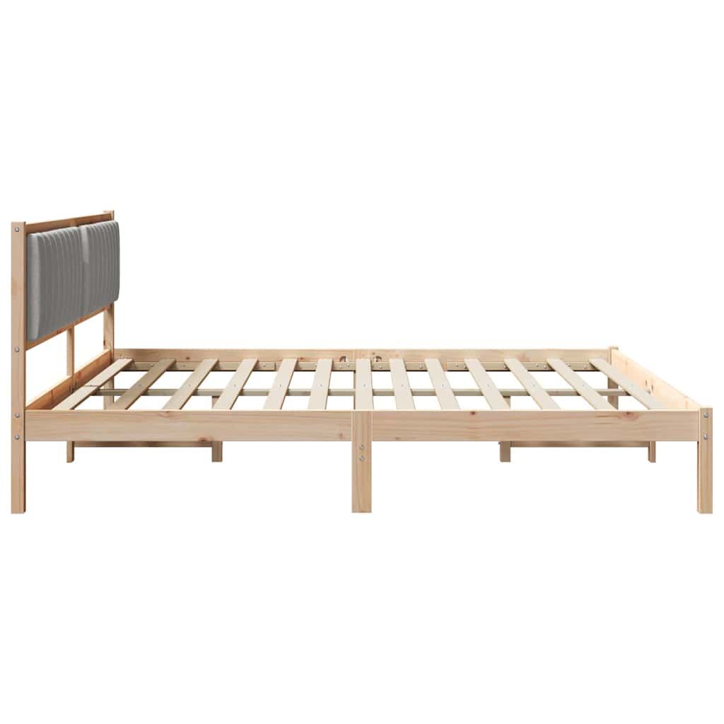 vidaXL Ramka łóżka Jasnoszary 200 x 200 cm Lite drewno sosnowe