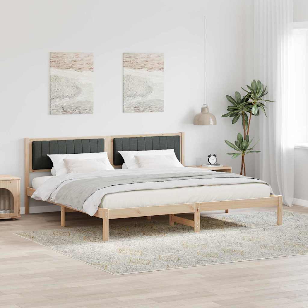 vidaXL Ramka łóżka Ciemnoszary 200 x 200 cm Lite drewno sosnowe
