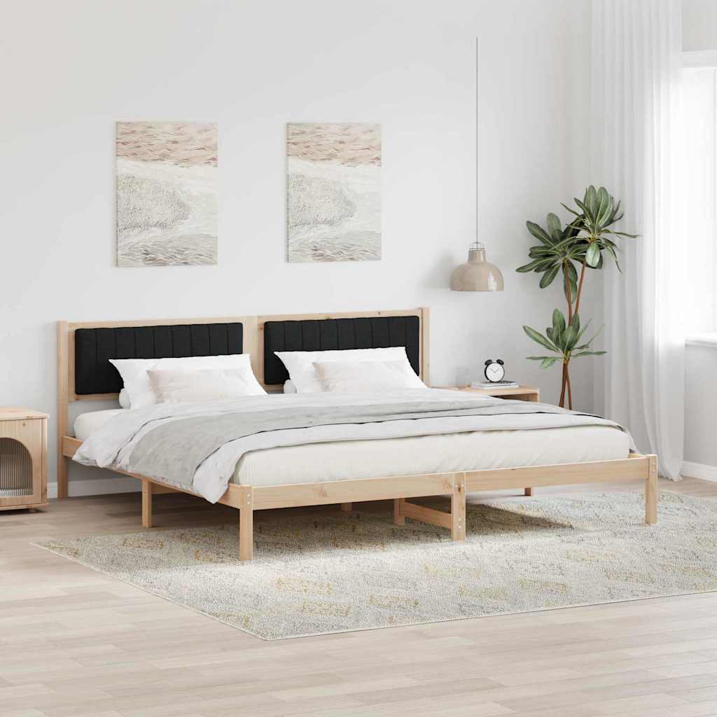 vidaXL Ramka łóżka Czarny 200 x 200 cm Lite drewno sosnowe