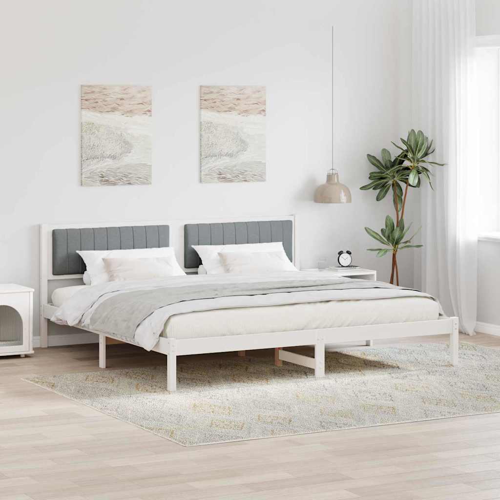 vidaXL Ramka łóżka Jasnoszary 200 x 200 cm Lite drewno sosnowe