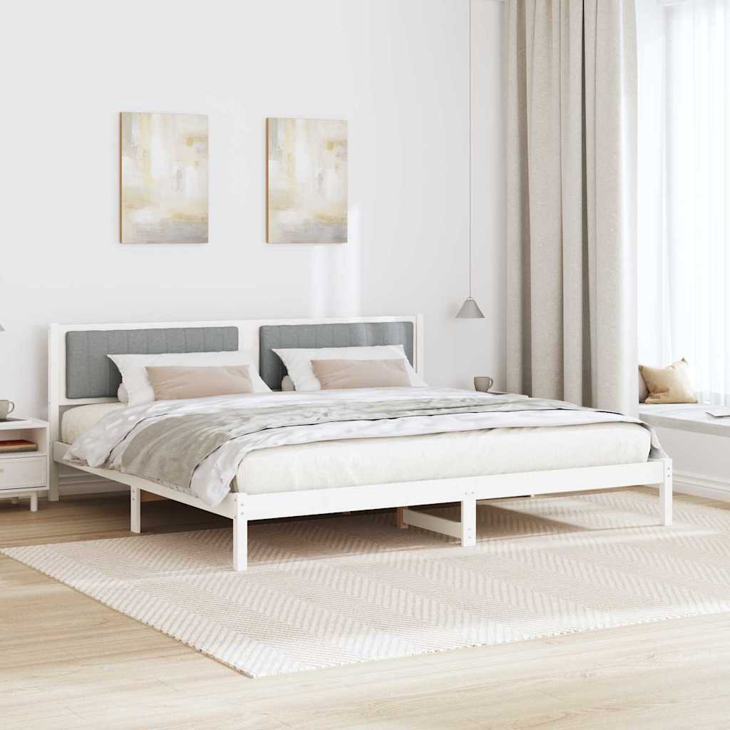 vidaXL Ramka łóżka Jasnoszary 200 x 200 cm Lite drewno sosnowe