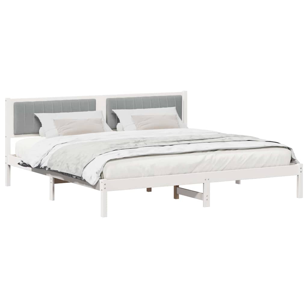 vidaXL Ramka łóżka Jasnoszary 200 x 200 cm Lite drewno sosnowe