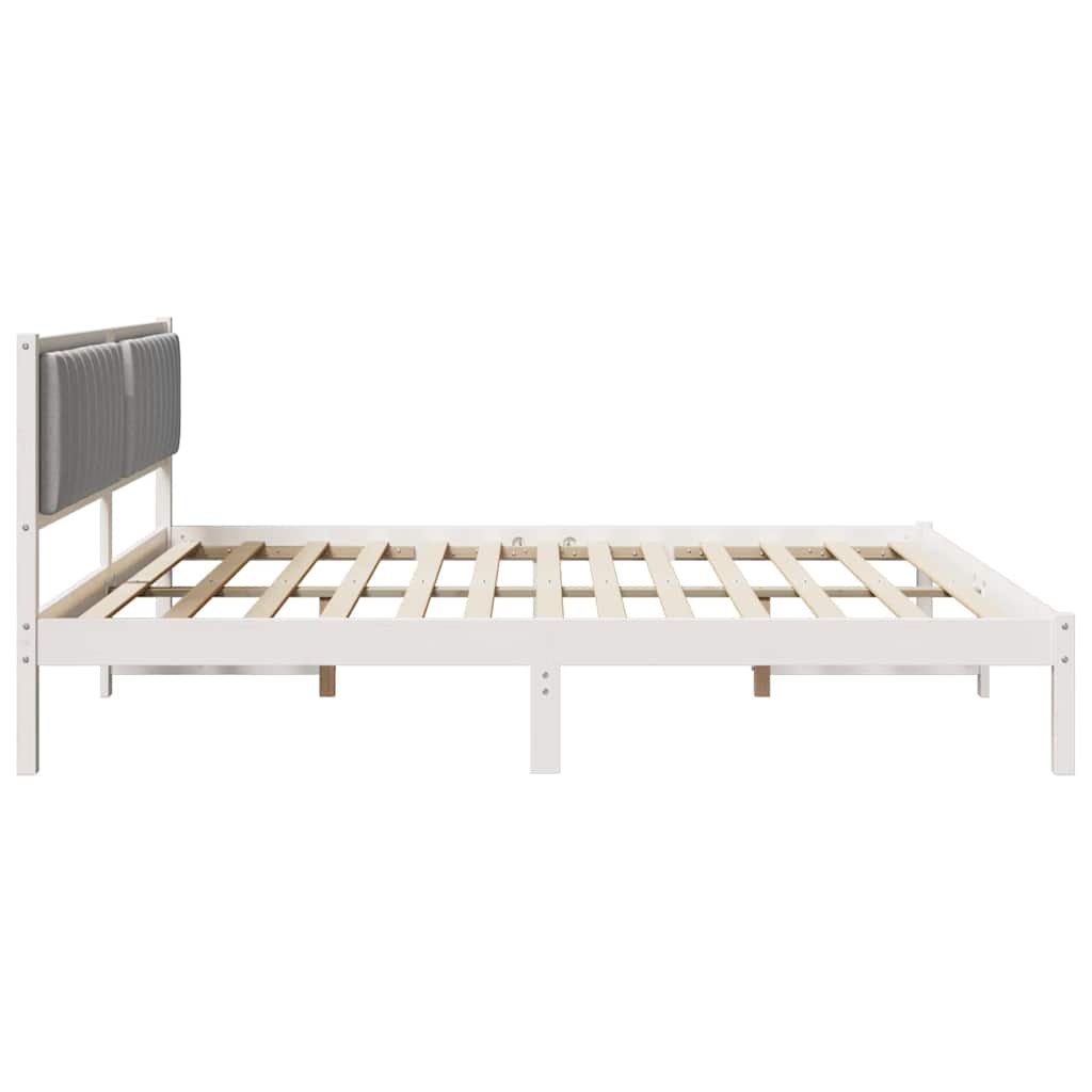 vidaXL Ramka łóżka Jasnoszary 200 x 200 cm Lite drewno sosnowe