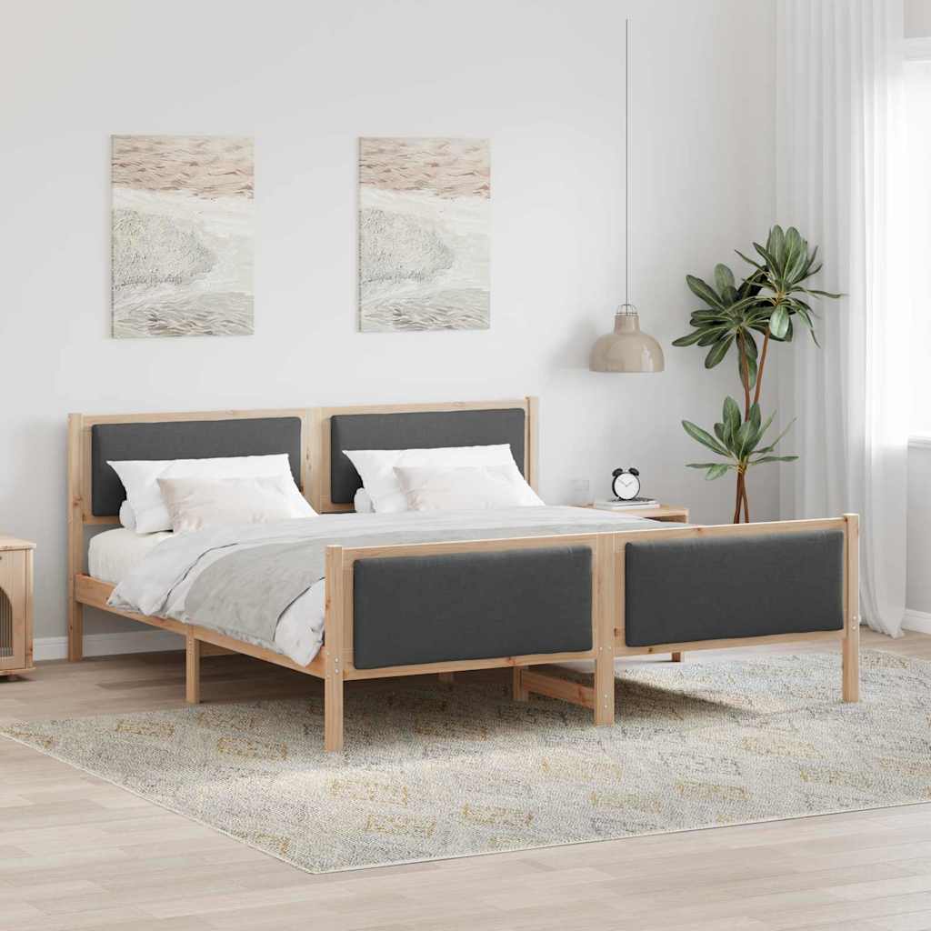 vidaXL Ramka łóżka Z zagłówkiem Ciemnoszary 200 x 200 cm tkanina