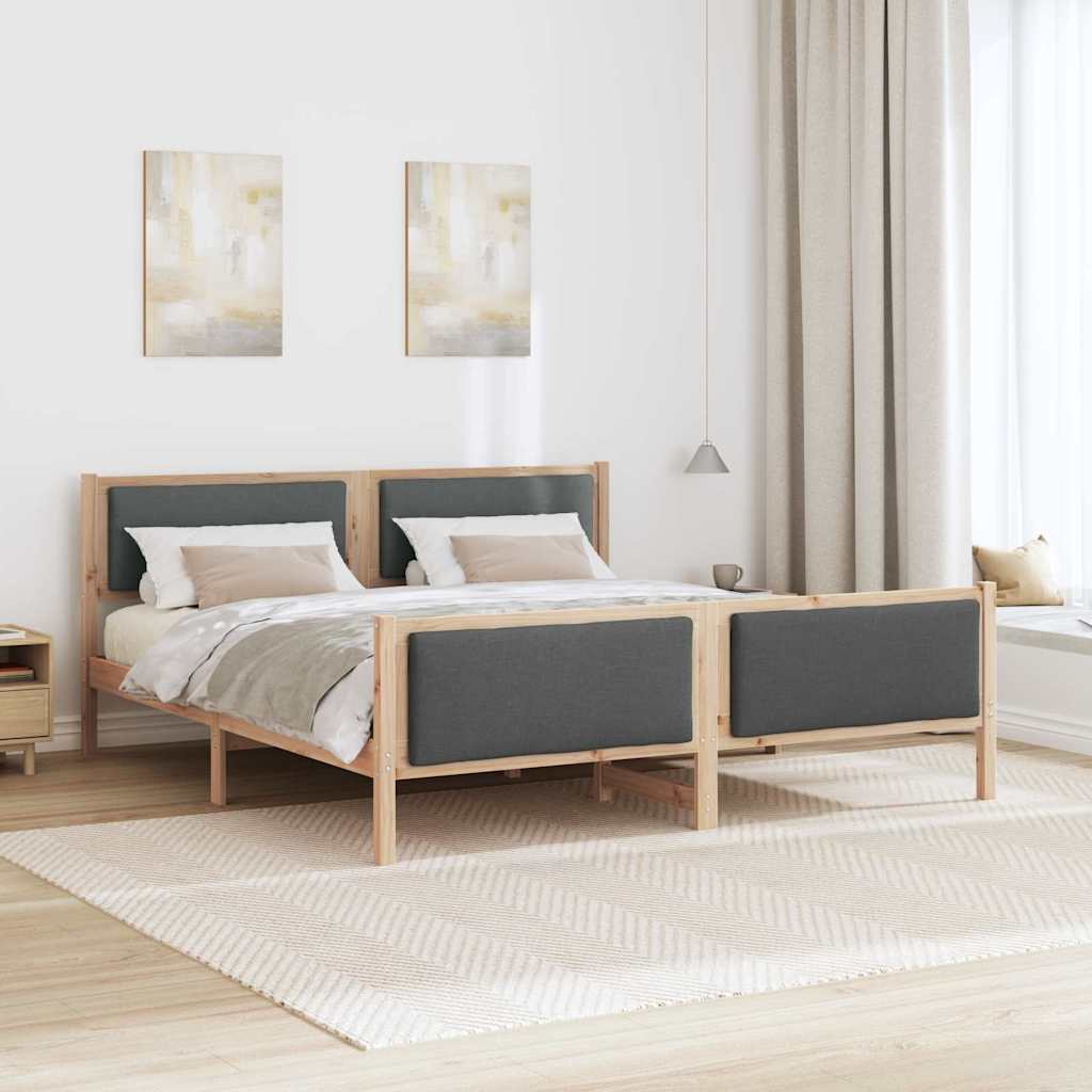 vidaXL Ramka łóżka Z zagłówkiem Ciemnoszary 200 x 200 cm tkanina