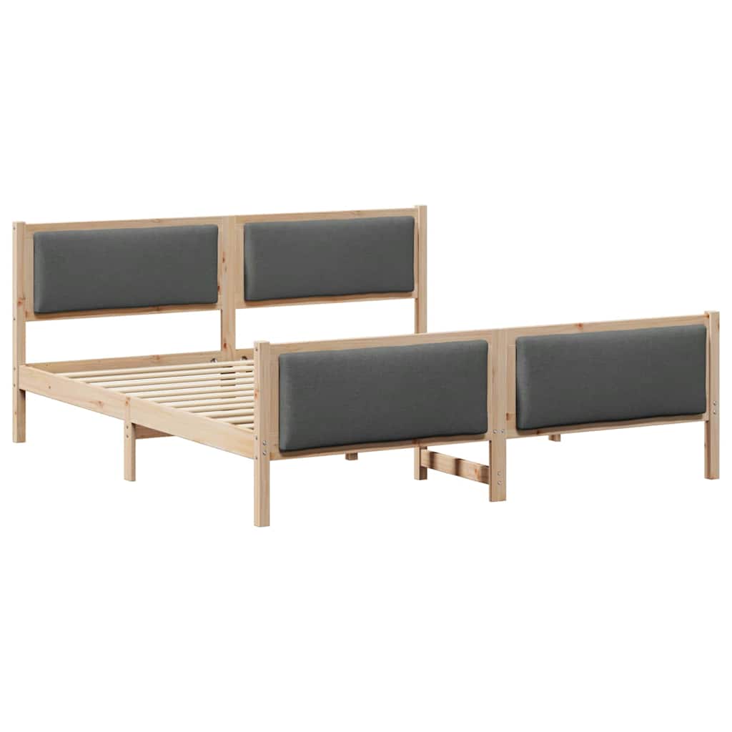 vidaXL Ramka łóżka Z zagłówkiem Ciemnoszary 200 x 200 cm tkanina