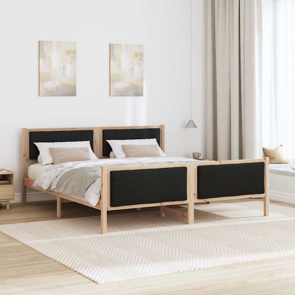 vidaXL Ramka łóżka Z zagłówkiem Czarny 200 x 200 cm tkanina