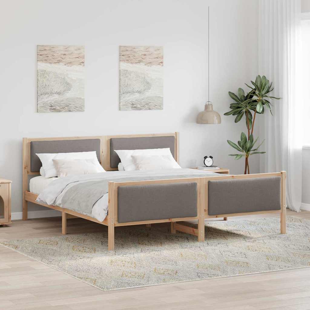 vidaXL Ramka łóżka Z zagłówkiem Ciemnoszary 200 x 200 cm tkanina