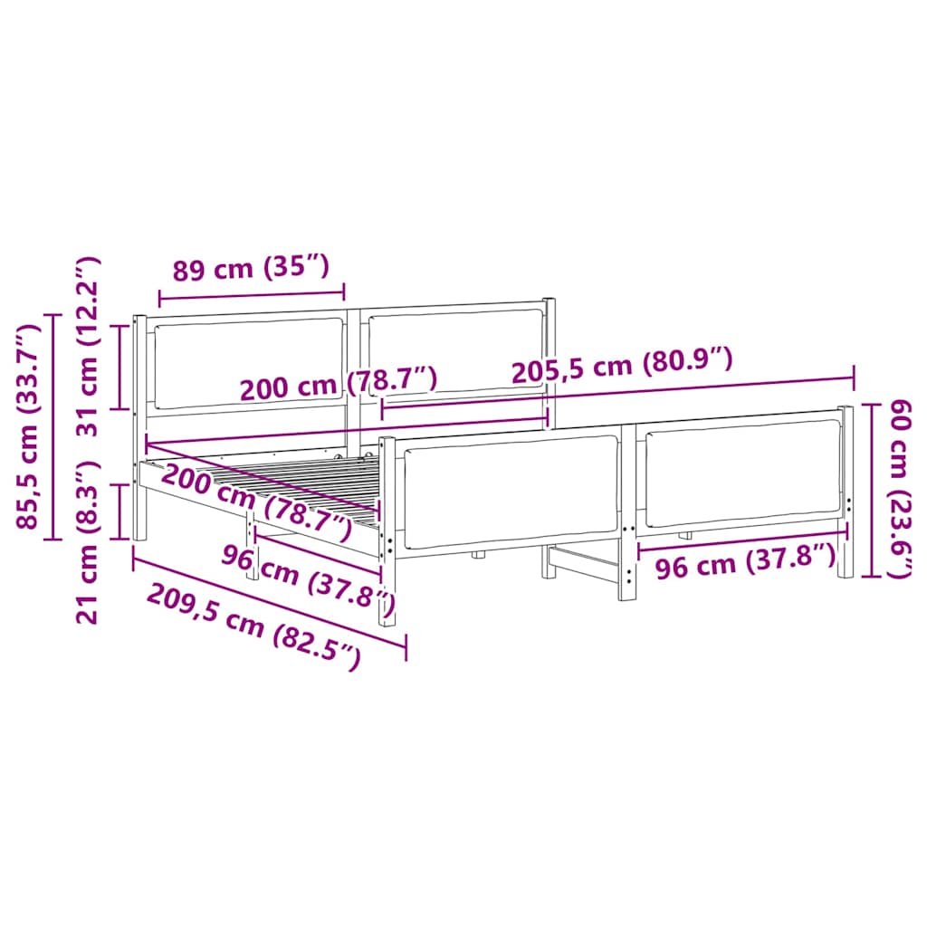 vidaXL Ramka łóżka Z zagłówkiem Ciemnoszary 200 x 200 cm tkanina
