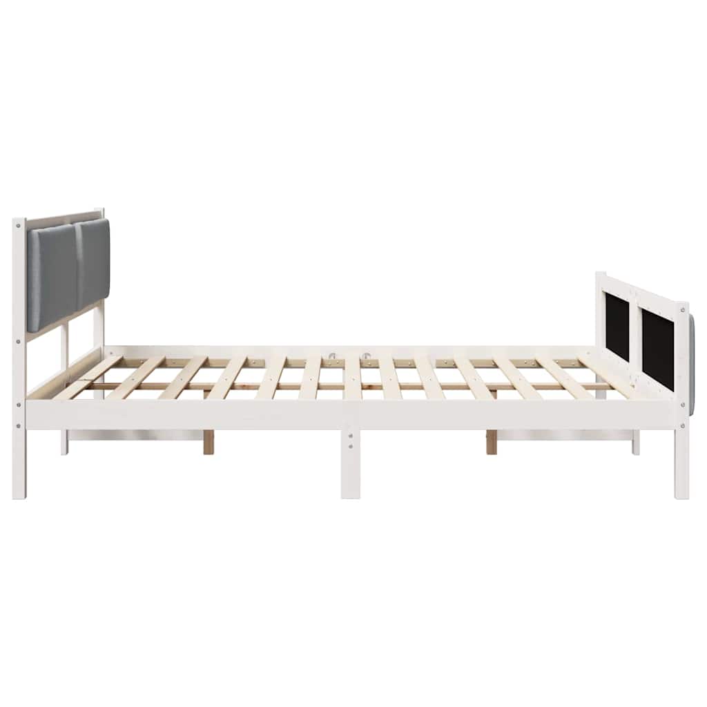 vidaXL Ramka łóżka Z zagłówkiem Jasnoszary 200 x 200 cm tkanina