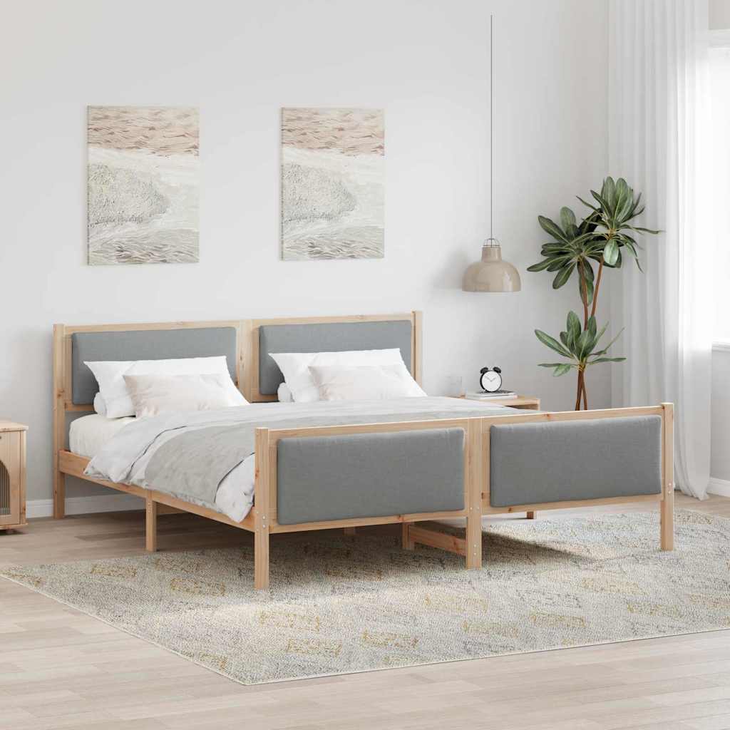 vidaXL Ramka łóżka Z zagłówkiem Jasnoszary 180 x 200 cm tkanina