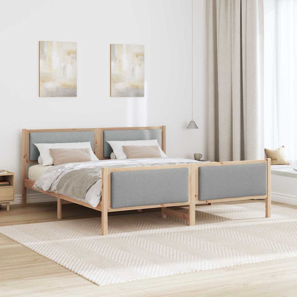vidaXL Ramka łóżka Z zagłówkiem Jasnoszary 180 x 200 cm tkanina