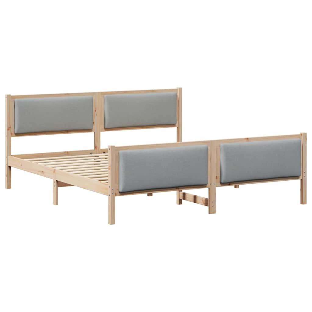 vidaXL Ramka łóżka Z zagłówkiem Jasnoszary 180 x 200 cm tkanina