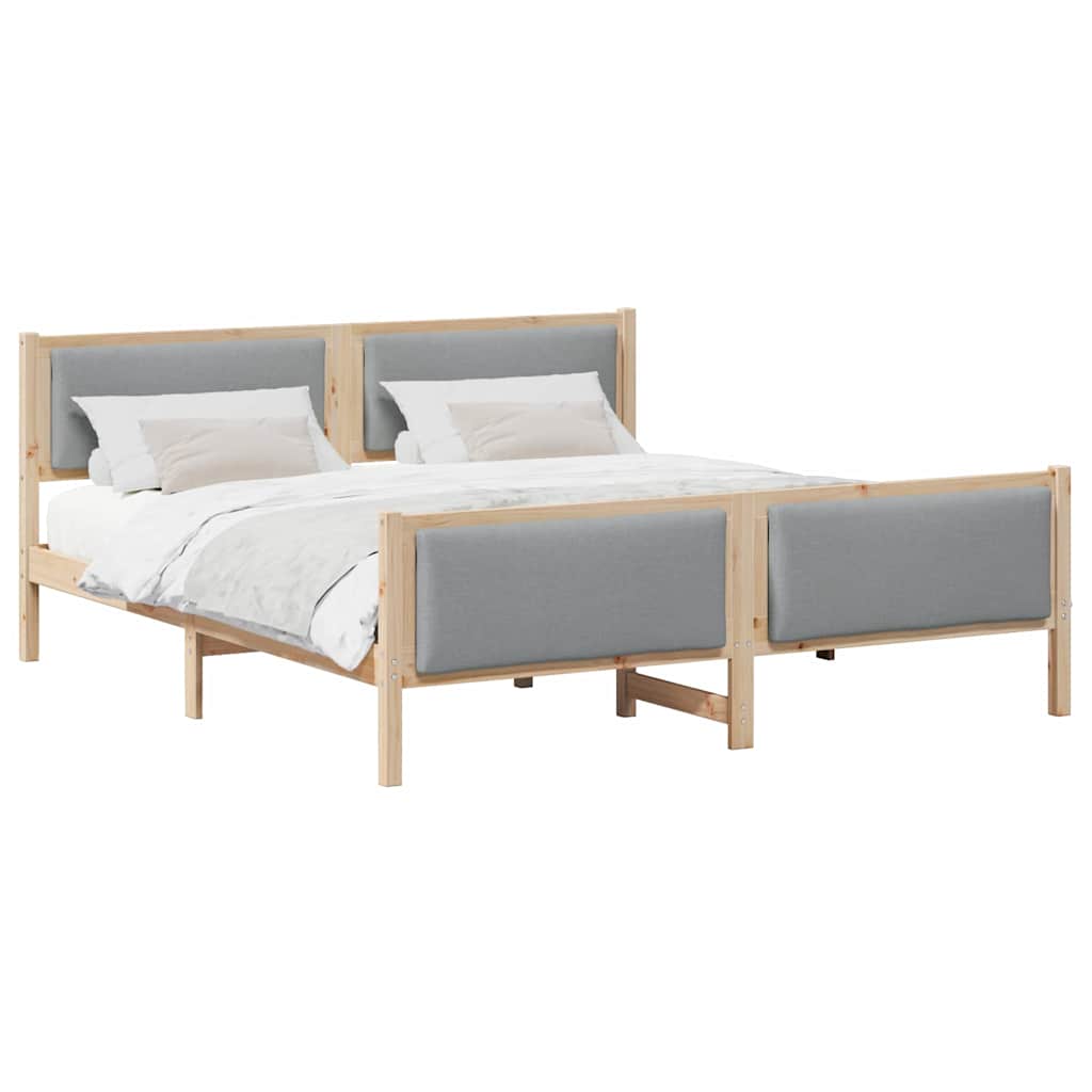 vidaXL Ramka łóżka Z zagłówkiem Jasnoszary 180 x 200 cm tkanina