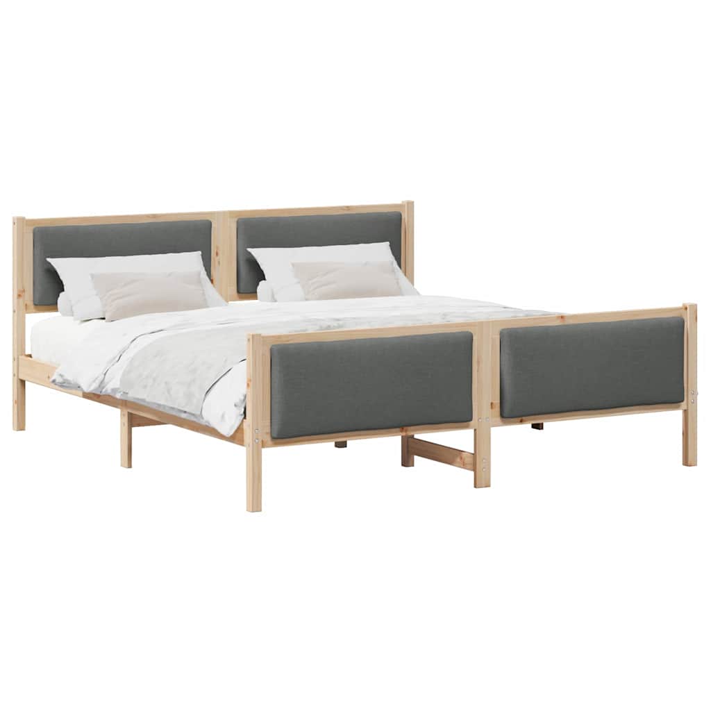 vidaXL Ramka łóżka Z zagłówkiem Ciemnoszary 180 x 200 cm tkanina