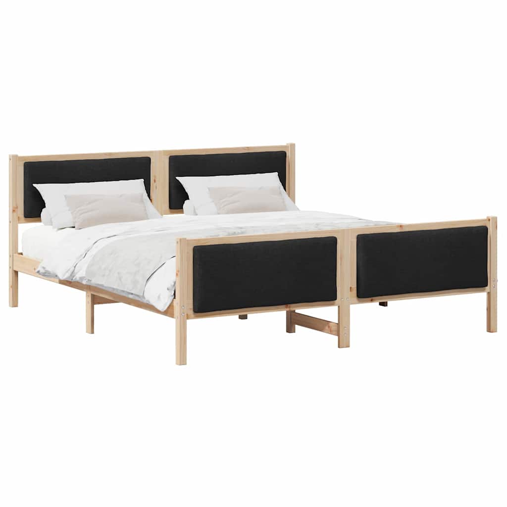 vidaXL Ramka łóżka Z zagłówkiem Czarny 180 x 200 cm tkanina