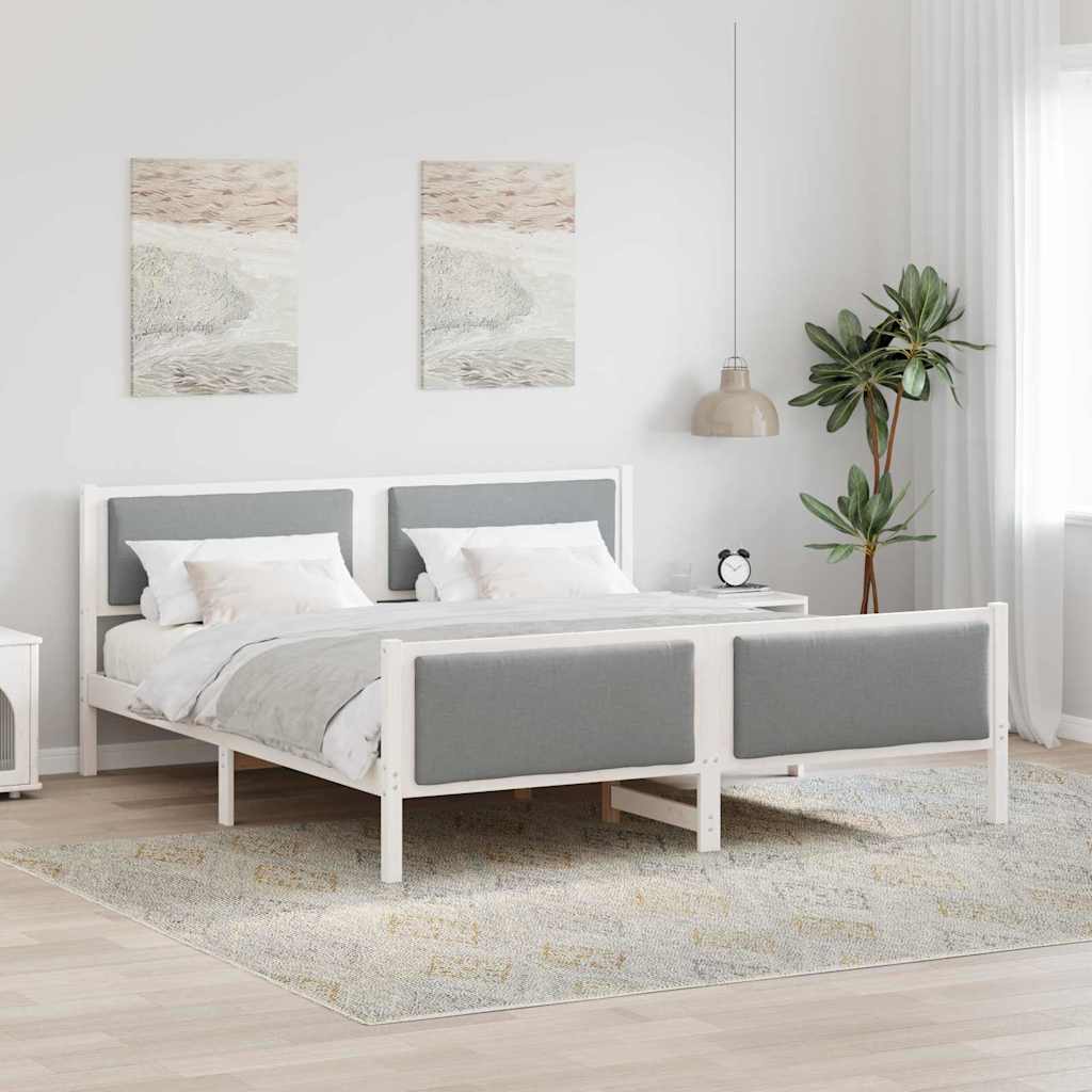 vidaXL Ramka łóżka Z zagłówkiem Jasnoszary 180 x 200 cm tkanina