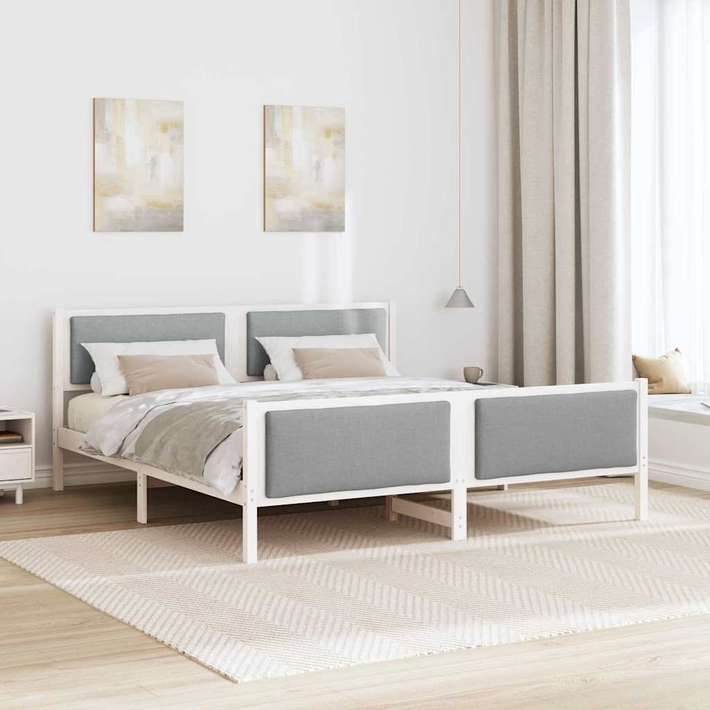 vidaXL Ramka łóżka Z zagłówkiem Jasnoszary 180 x 200 cm tkanina