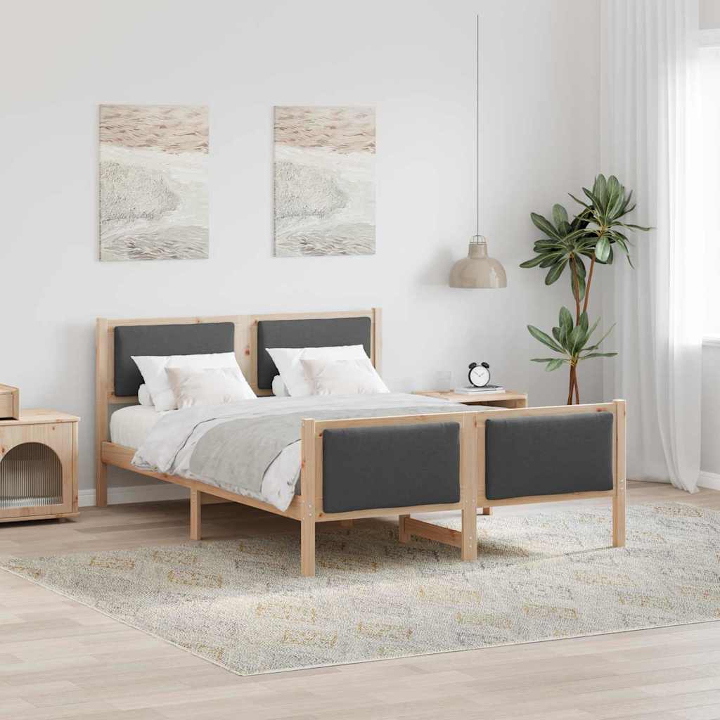 vidaXL Ramka łóżka Z zagłówkiem Ciemnoszary 150 x 200 cm tkanina