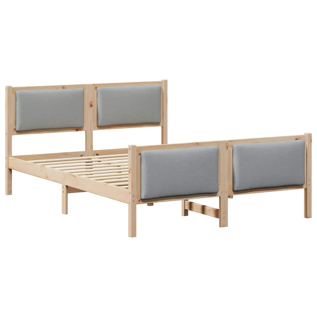 vidaXL Ramka łóżka Z zagłówkiem Jasnoszary 140 x 200 cm tkanina