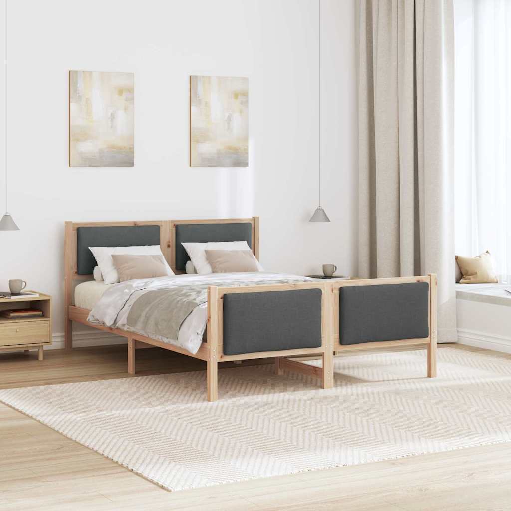 vidaXL Ramka łóżka Z zagłówkiem Ciemnoszary 140 x 200 cm tkanina